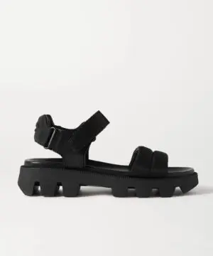 Prada Black Leather And Nylon Sandals-20255892