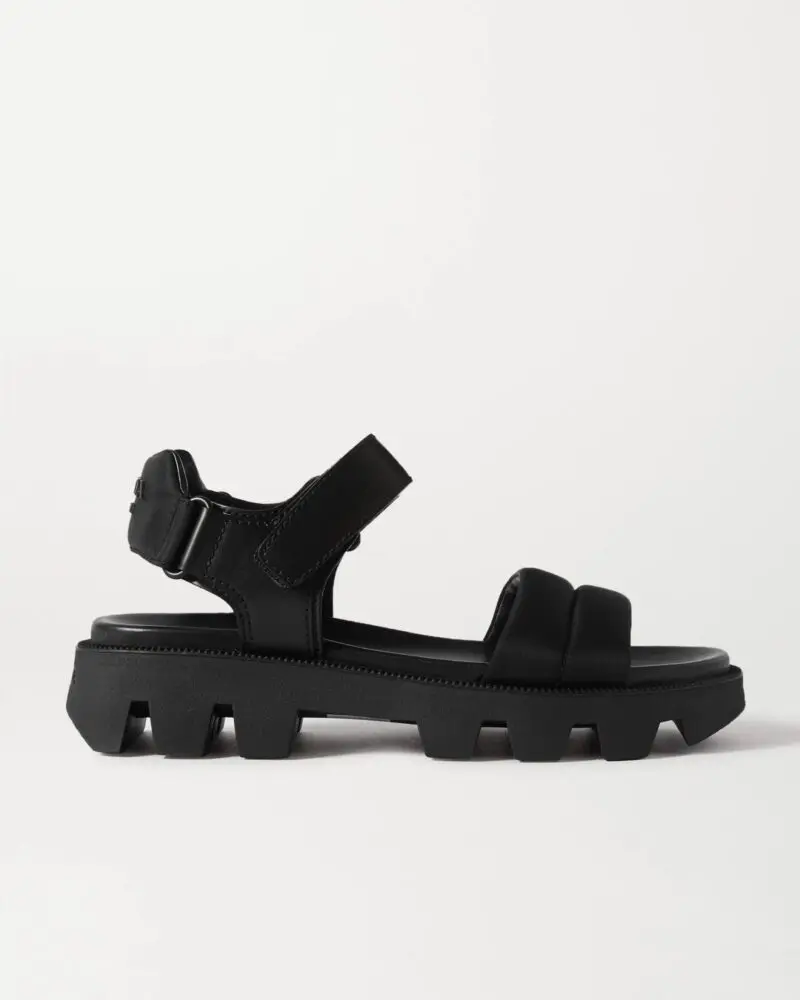 Prada Black Leather And Nylon Sandals-20255897