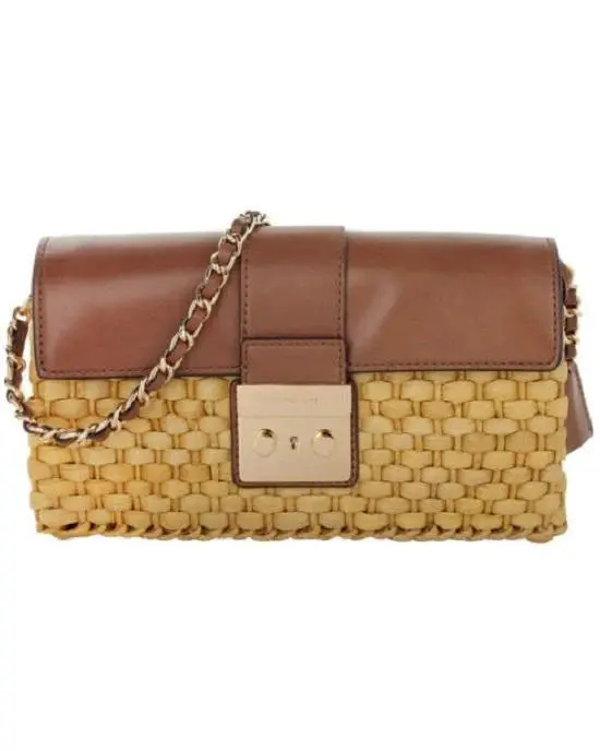 Michael Michael Kors Straw Gabriella Clutch Walnut Gold-20227610