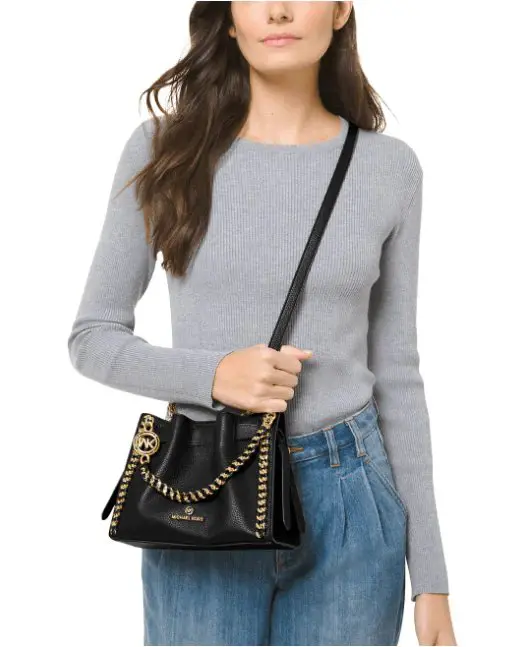 Michael Kors Small Mina Leather Chain Crossbody - Image 6