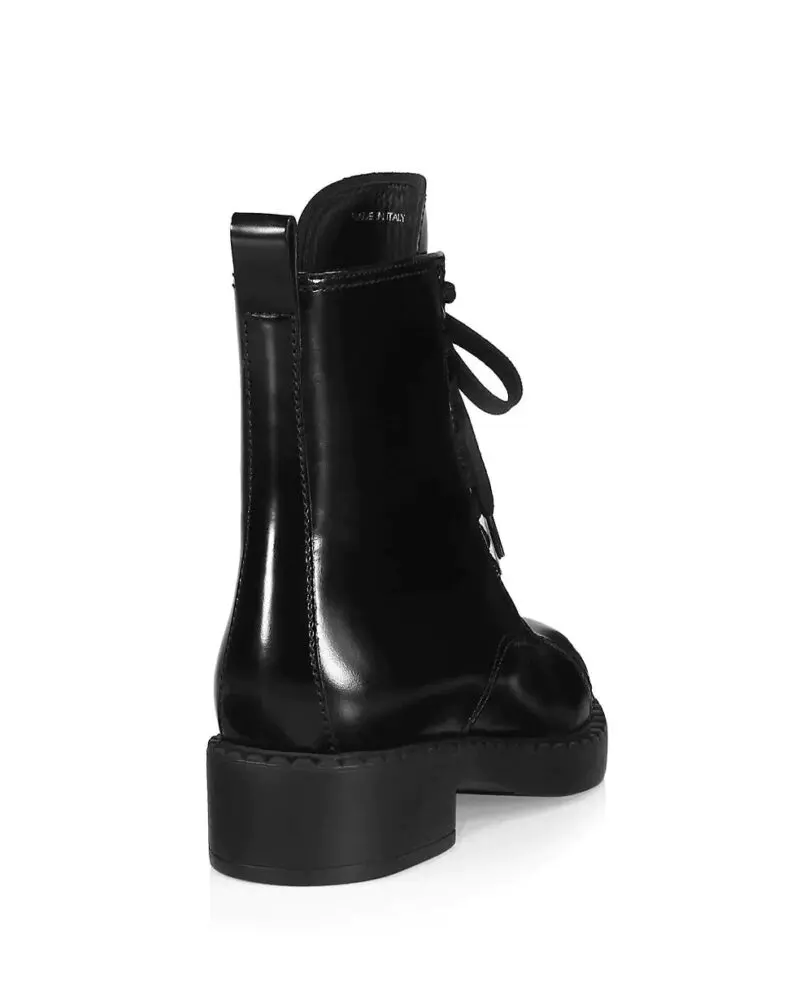 Prada Chocolate Lace-Up Combat Boots - Image 3