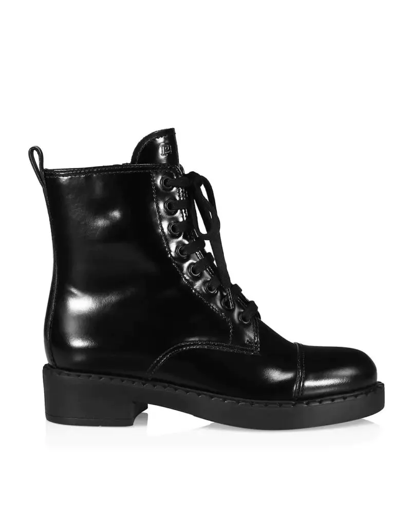 Prada Chocolate Lace-Up Combat Boots-20236419