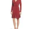Michael Michael Kors Women's Red Shimmer Faux Wrap Flounce Dress-20227236