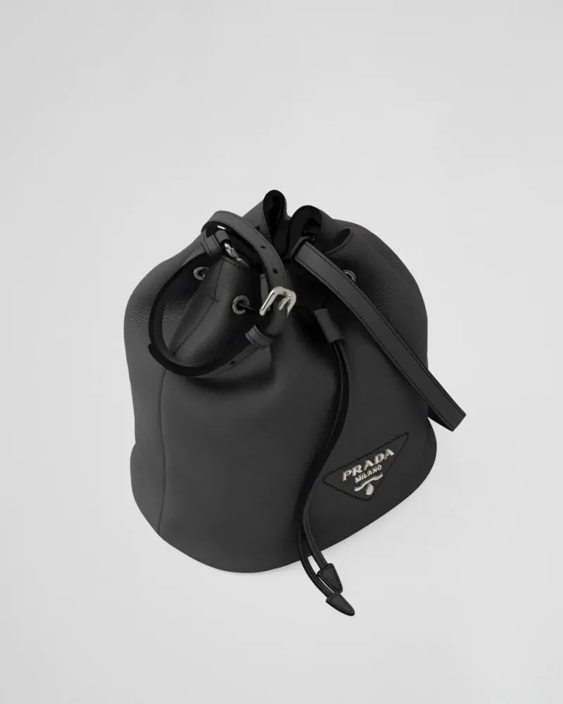Prada Black Leather Bucket Bag - Image 3