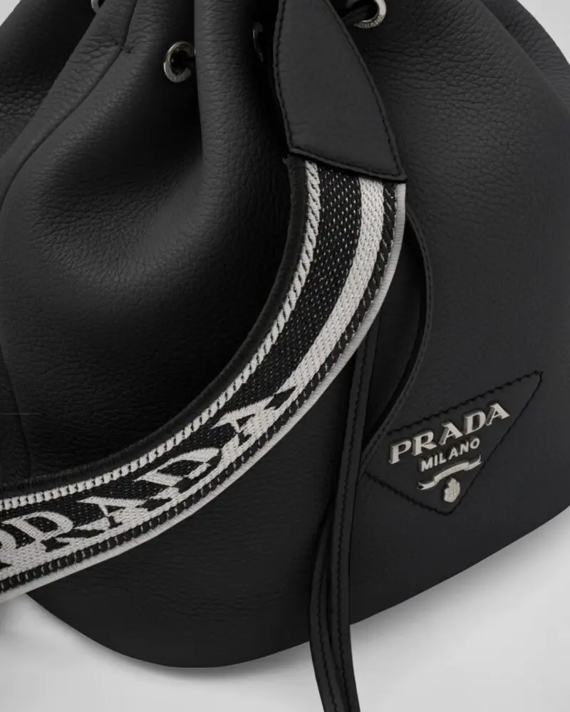 Prada Black Leather Bucket Bag - Image 5