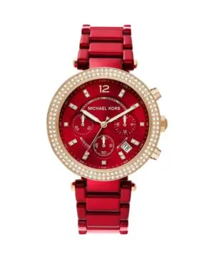 Michael Kors Round Chronograph Red Dial Ladies Watch, MK 6805-20249187