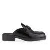 Prada Black Leather Logo Loafer Mules-20256455