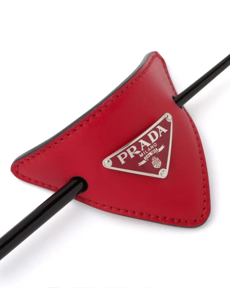 Prada Red Leather Hair Clip - Image 2