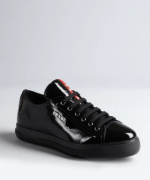 PRADA Prada Sport Black Patent Leather Low-Top Sneakers-20228565