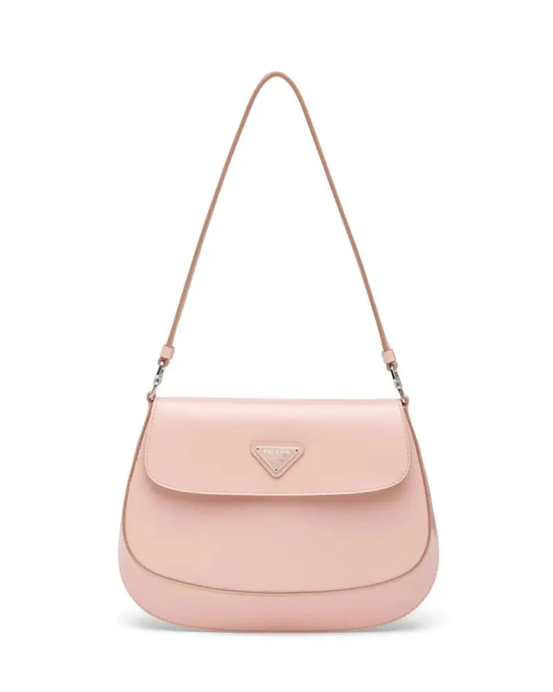 Prada Cleo Brushed Leather Shoulder Bag With Flap, Orchid Pink-20253599