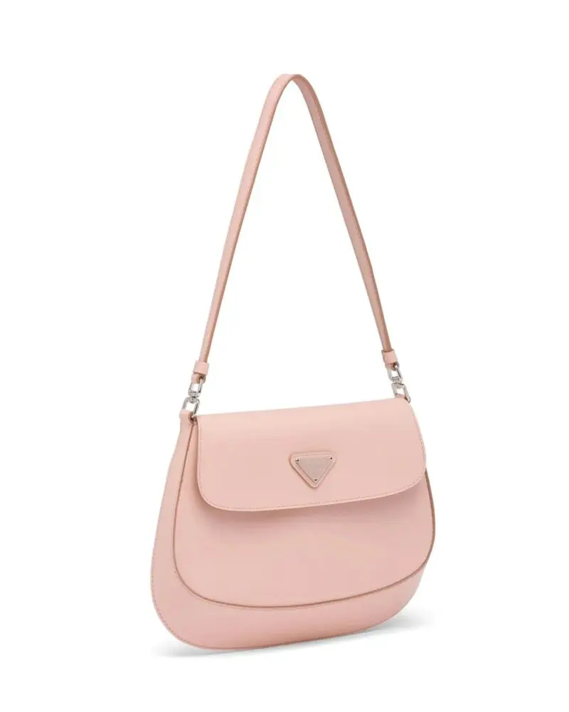 Prada Cleo Brushed Leather Shoulder Bag With Flap, Orchid Pink - Image 3
