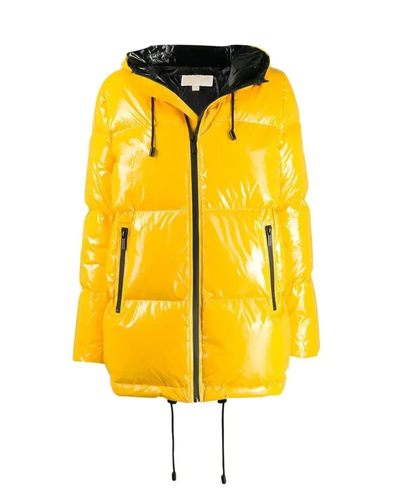 MICHAEL Michael Kors Hooded & Quilted Cire Down Jacket In Yellow - Image 4