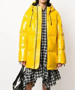 MICHAEL Michael Kors Hooded & Quilted Cire Down Jacket In Yellow-20239252