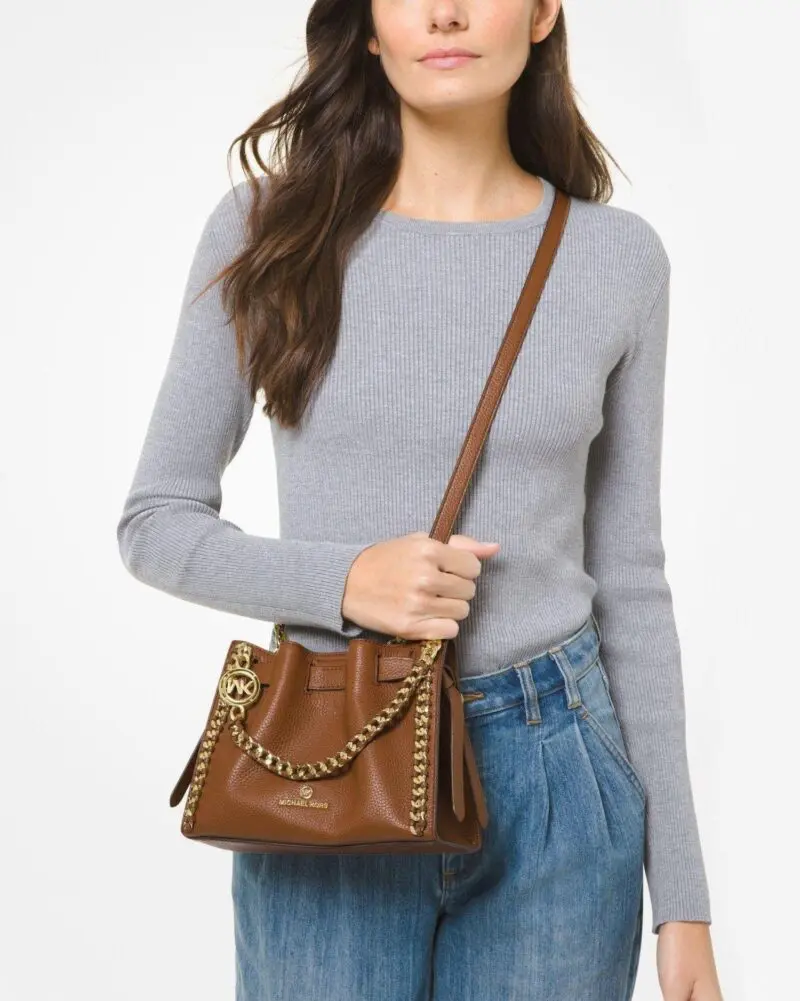 Michael Kors Small Mina Leather Chain Crossbody - Image 3