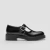 Prada Black Brushed-Leather Mary Jane T-Strap Shoes-20243752