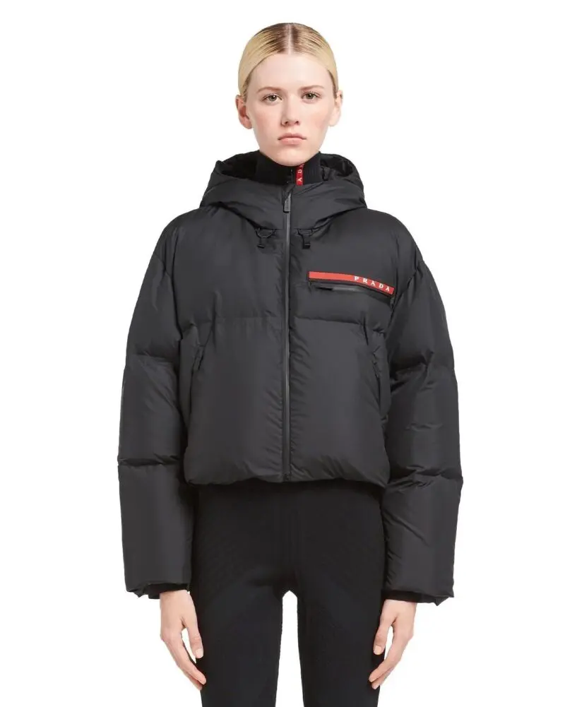 Prada Technical Nylon Puffer Jacket, Black-20247880