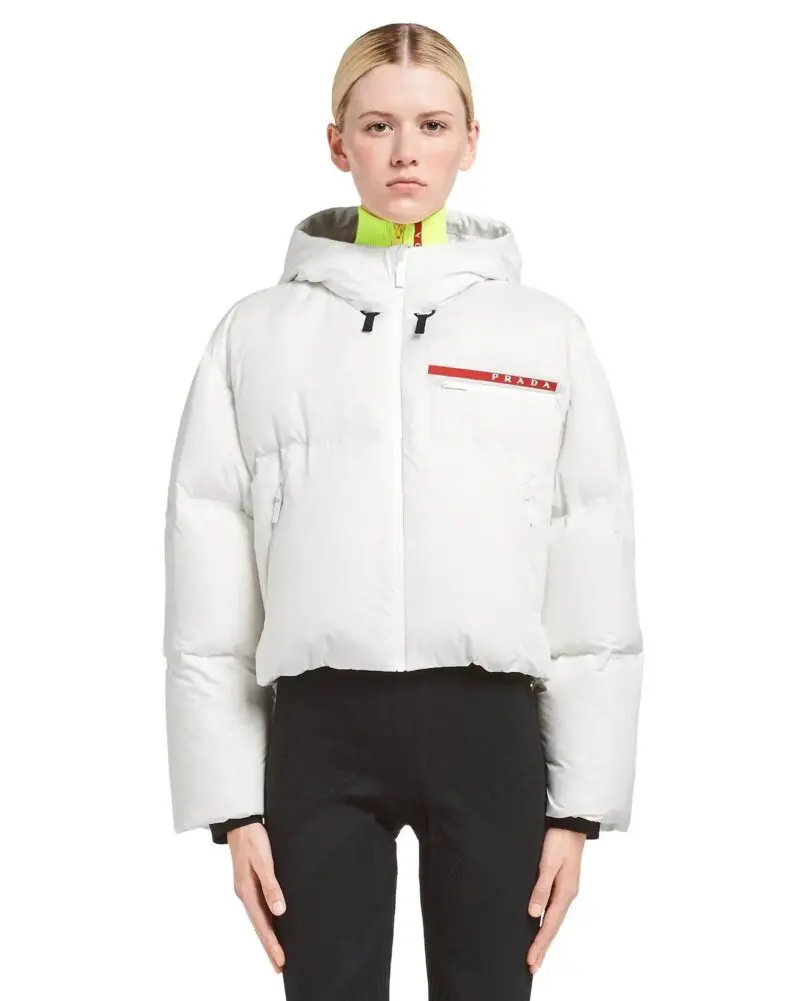 Prada Technical Nylon Puffer Jacket, White-20247894