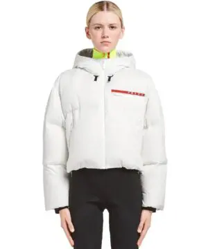 Prada Technical Nylon Puffer Jacket, White-20247890