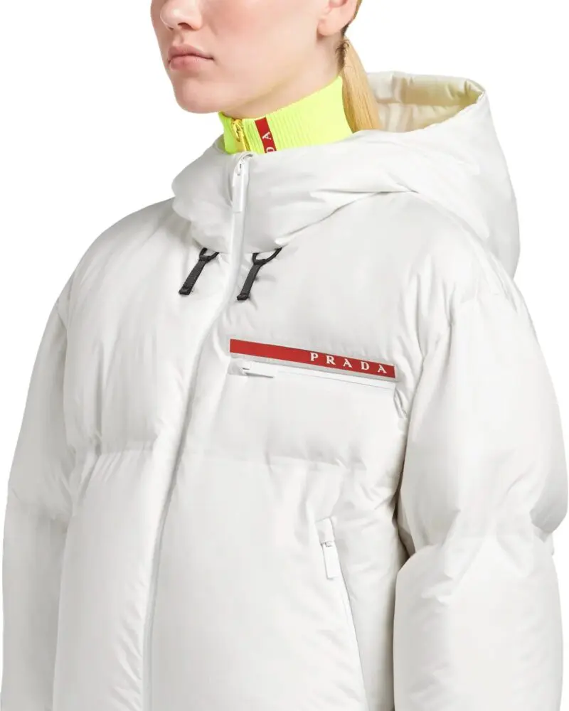 Prada Technical Nylon Puffer Jacket, White - Image 6