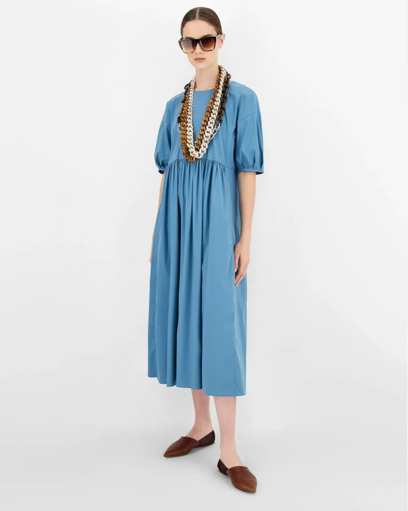 ‘s max mara cotton poplin light blue dress - image 2