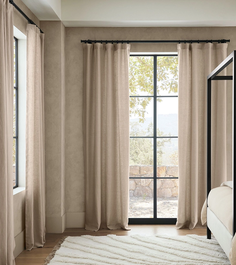 Open box custom belgian flax linen blackout curtain dark f