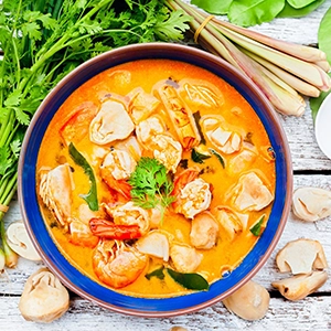 Thai food river prawn spicy soup on wooden table royalty free image 1568926151