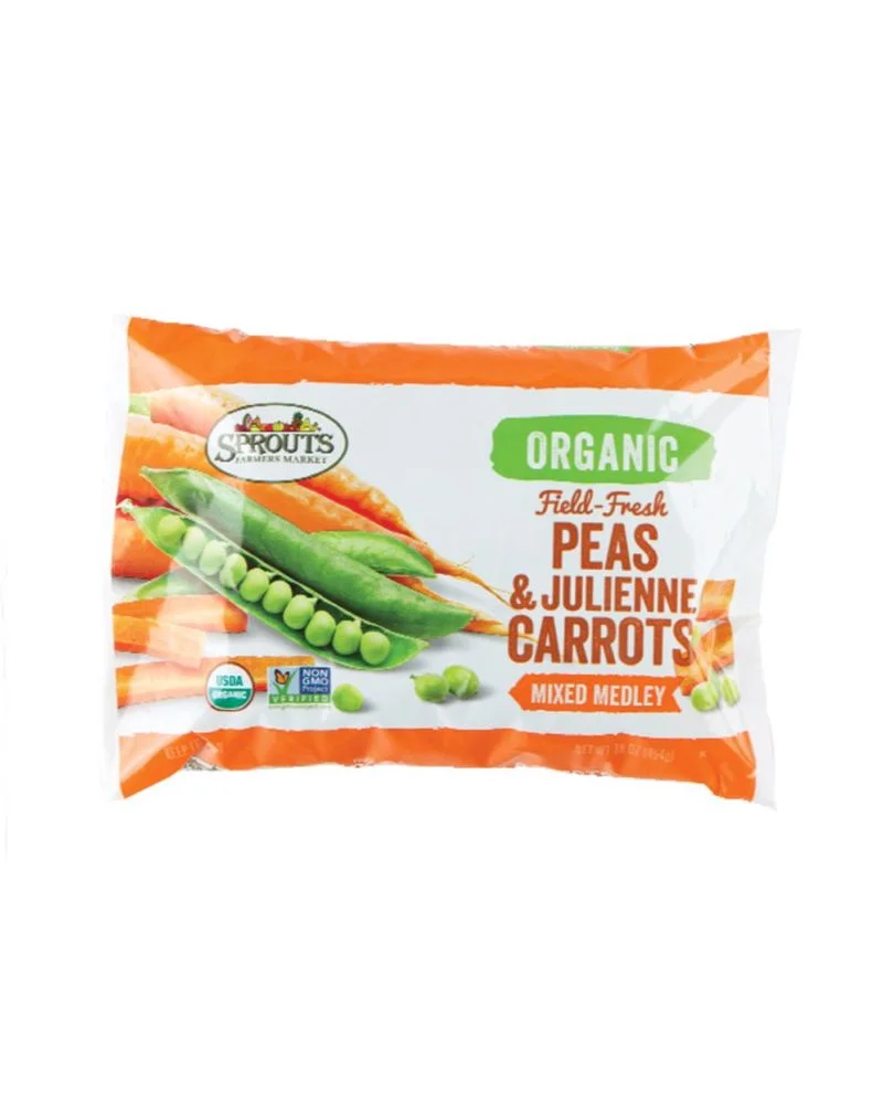 Organic peas julienne carrots