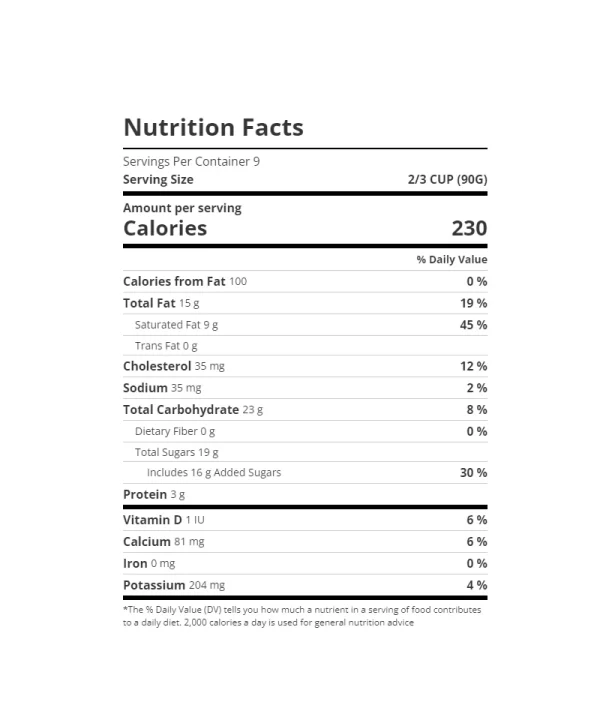 Aldens organic chocolate chocolate chip ice cream 48 oz nutrition