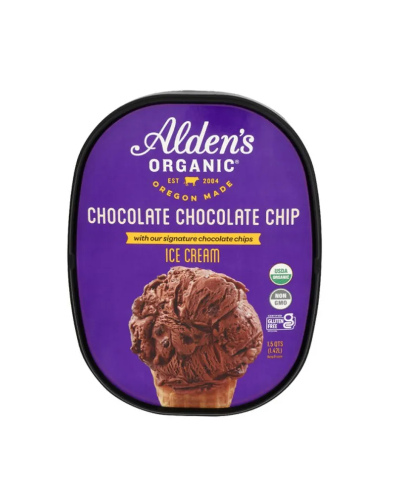 Aldens organic chocolate chocolate chip ice cream 48 oz