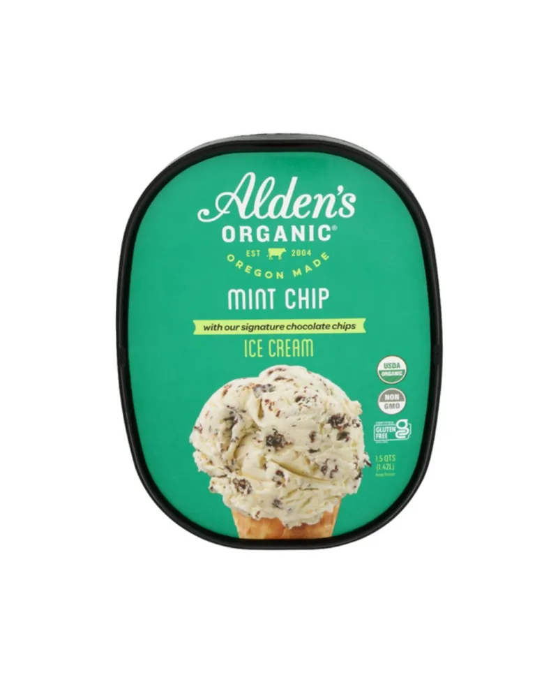 Aldens organic mint chip ice cream 1 5 qt