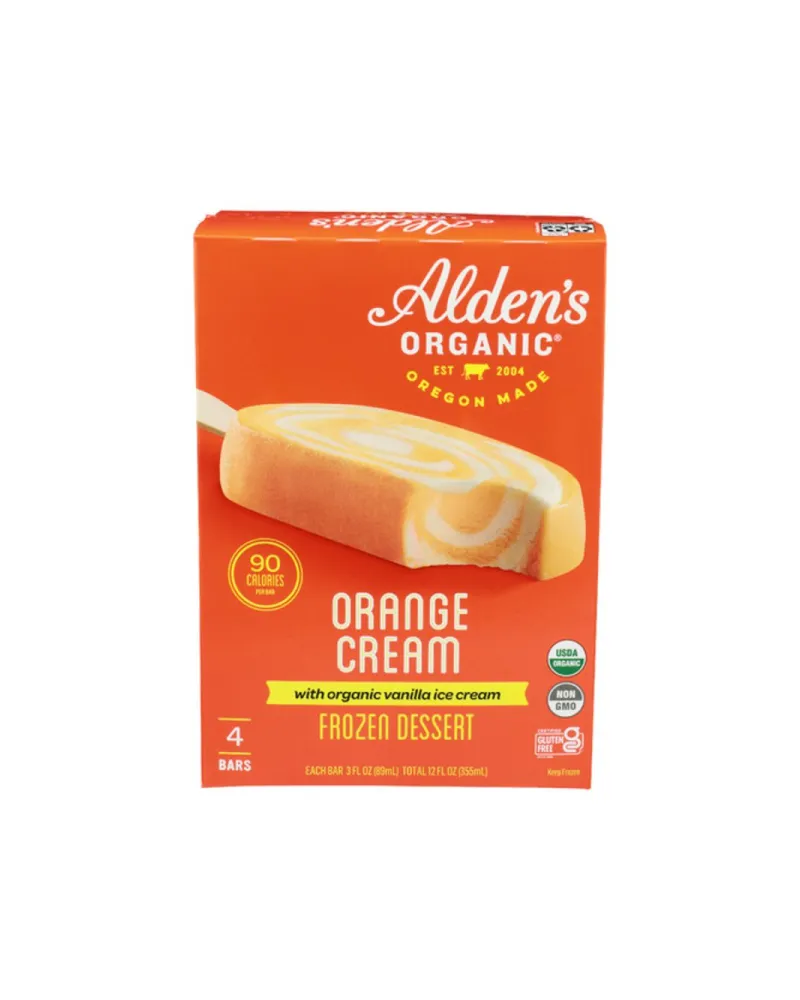 Aldens organic orange cream ice cream bars 4 pack 4 ct 01