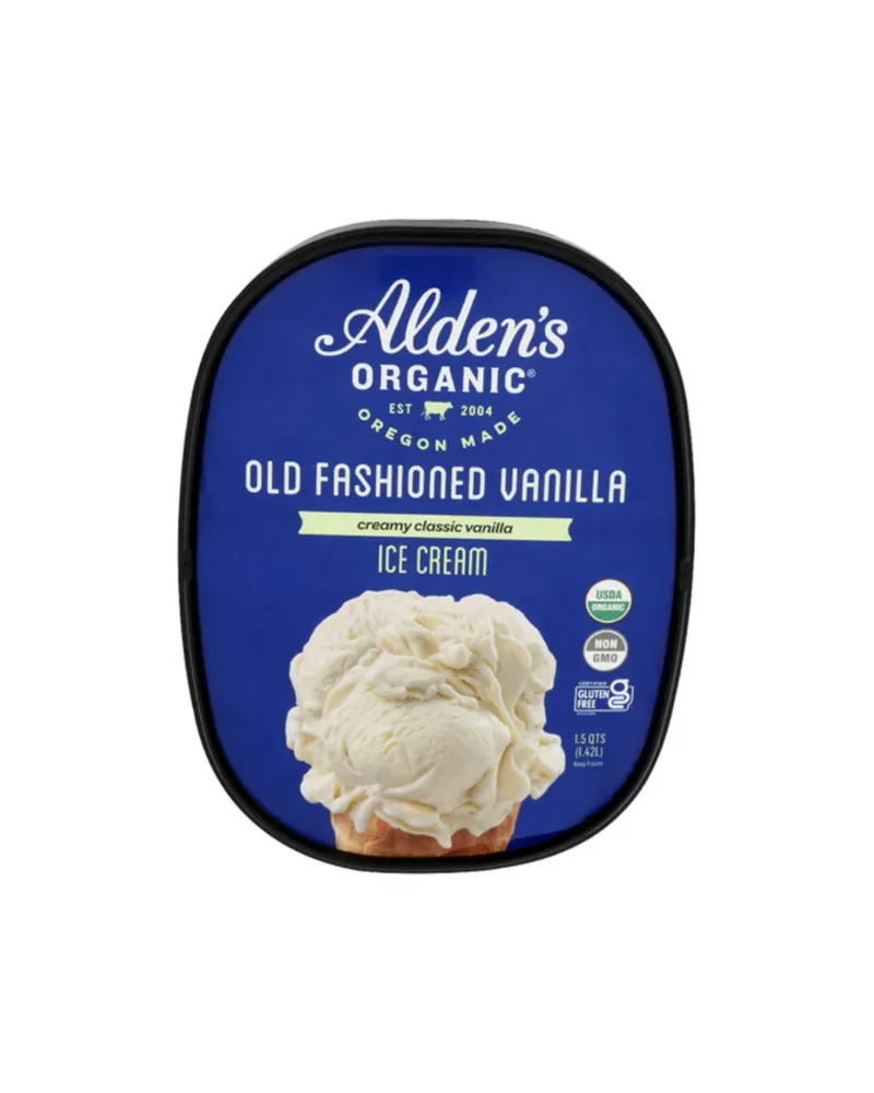 Aldens organic organic old fashioned vanilla ice cream 1 5 qt 01