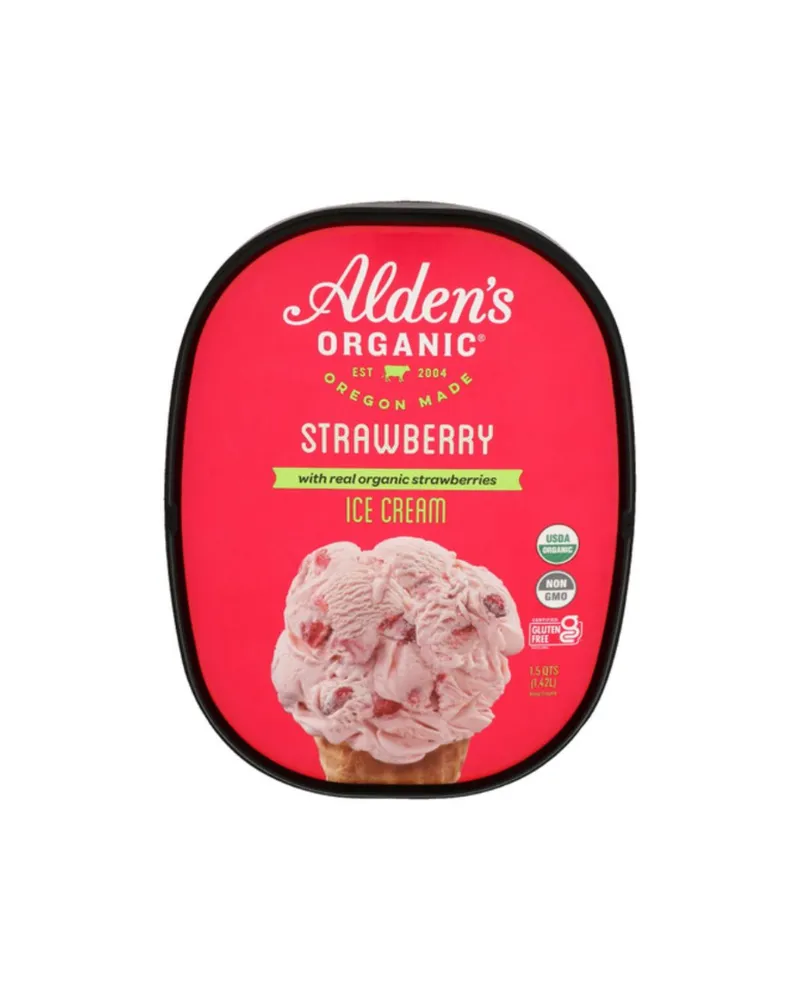 Aldens organic strawberry ice cream 48 oz 01