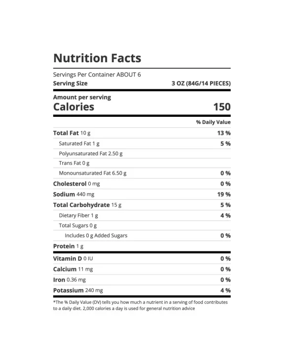 Alexia crispy seasoned potato puffs nutrition