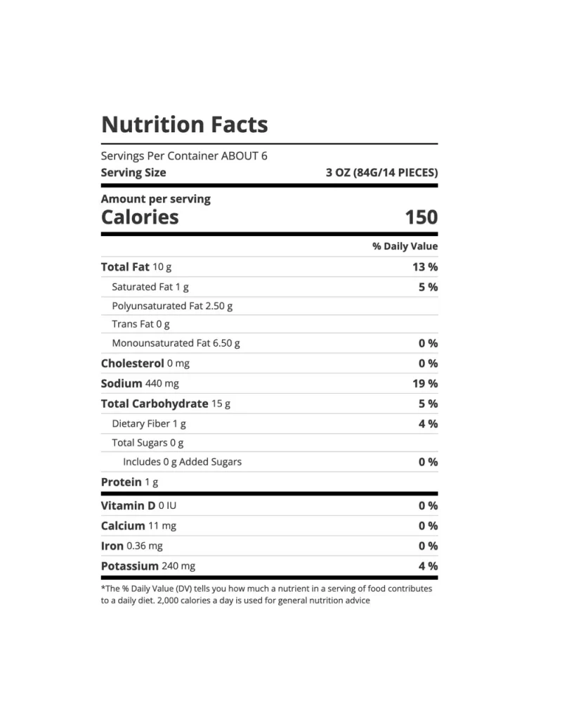 Alexia crispy seasoned potato puffs nutrition