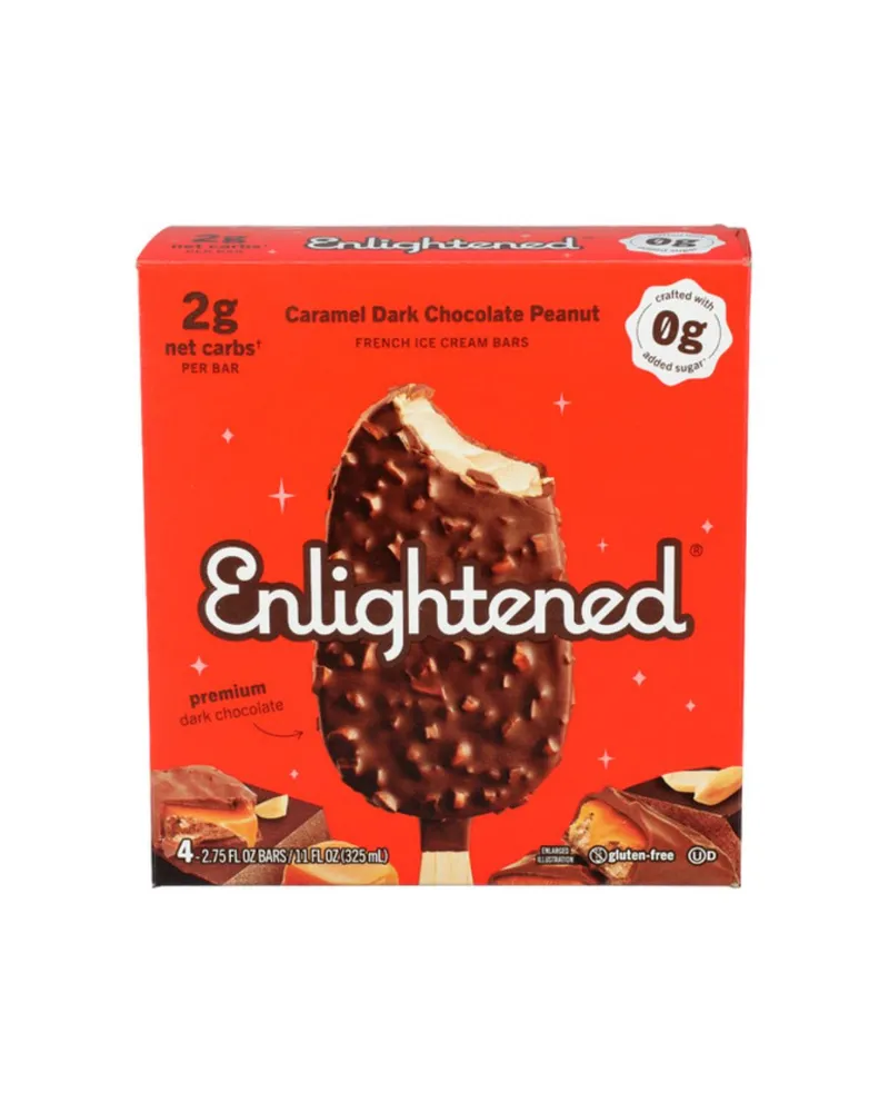 Enlightened caramel dark chocolate peanut keto ice cream bars 4 pack 4 ct 01