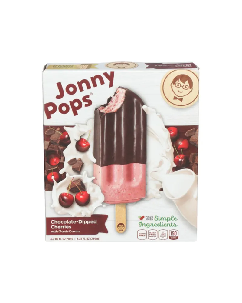 Jonny pops chocolate dipped cherries with fresh cream frozen 4 pack bars 4 x 2 06 fl oz 01