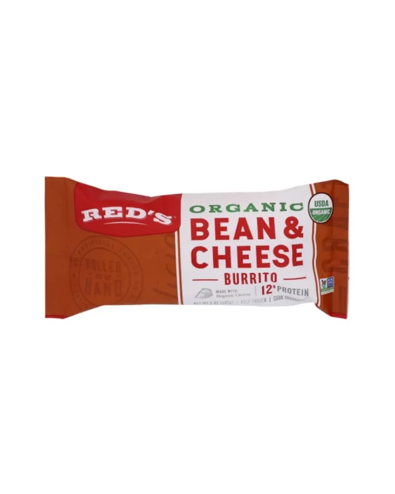 Red's all natural organic bean, rice and cheddar burrito 5 oz