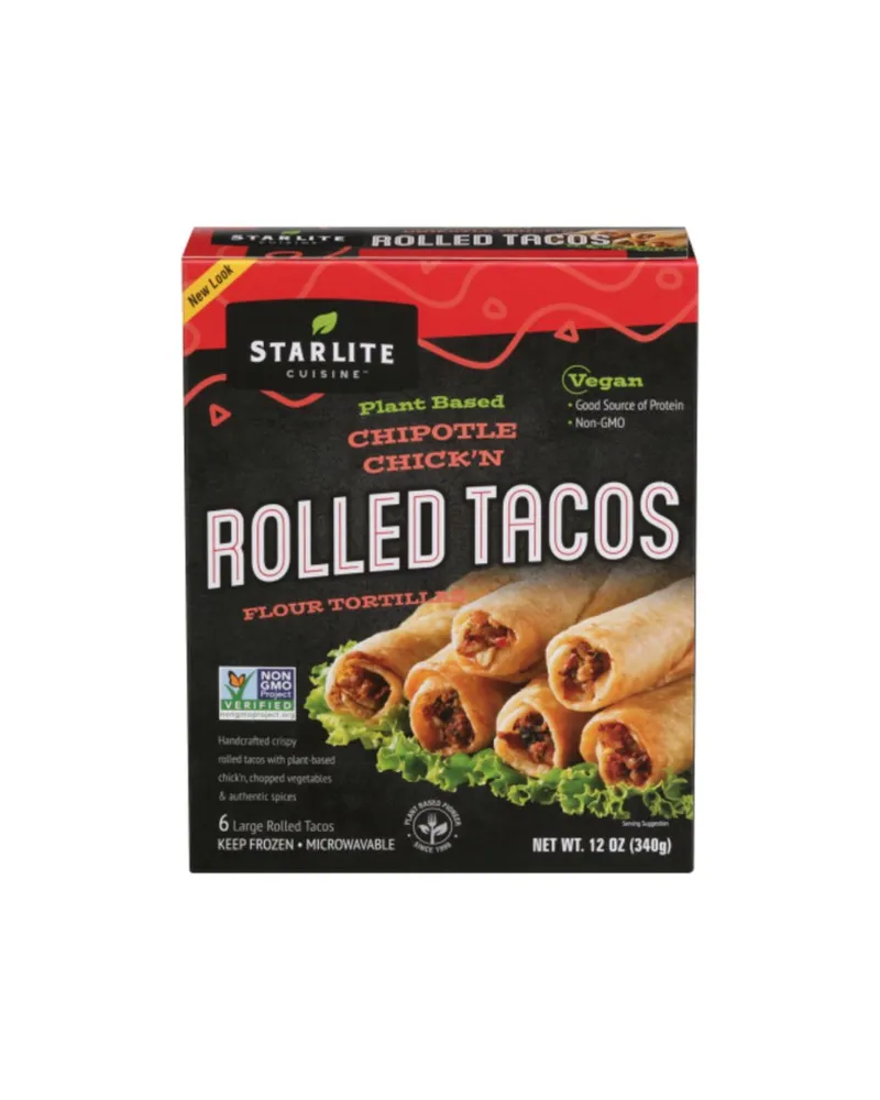 Starlite plant based chipotle chickn rolled tacos 6 each 01