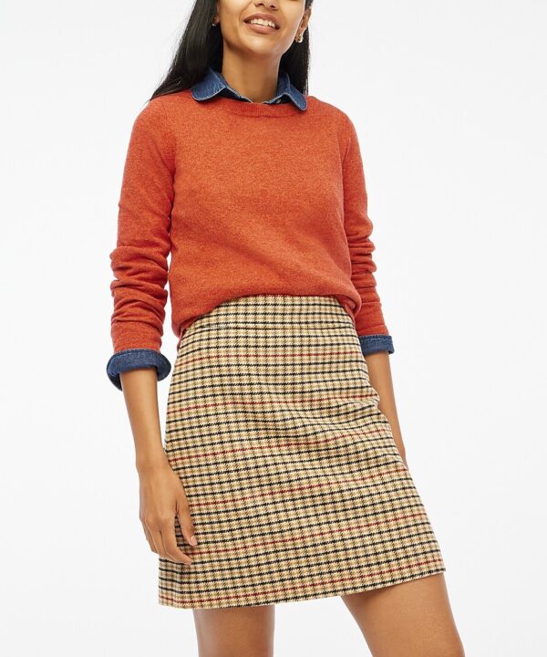 J.Crew Factory Classic Versatile Plaid wool-blend A-line mini skirt