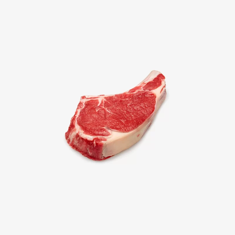 100% grass-fed local bone-in rib steak, raised w/o antibiotics