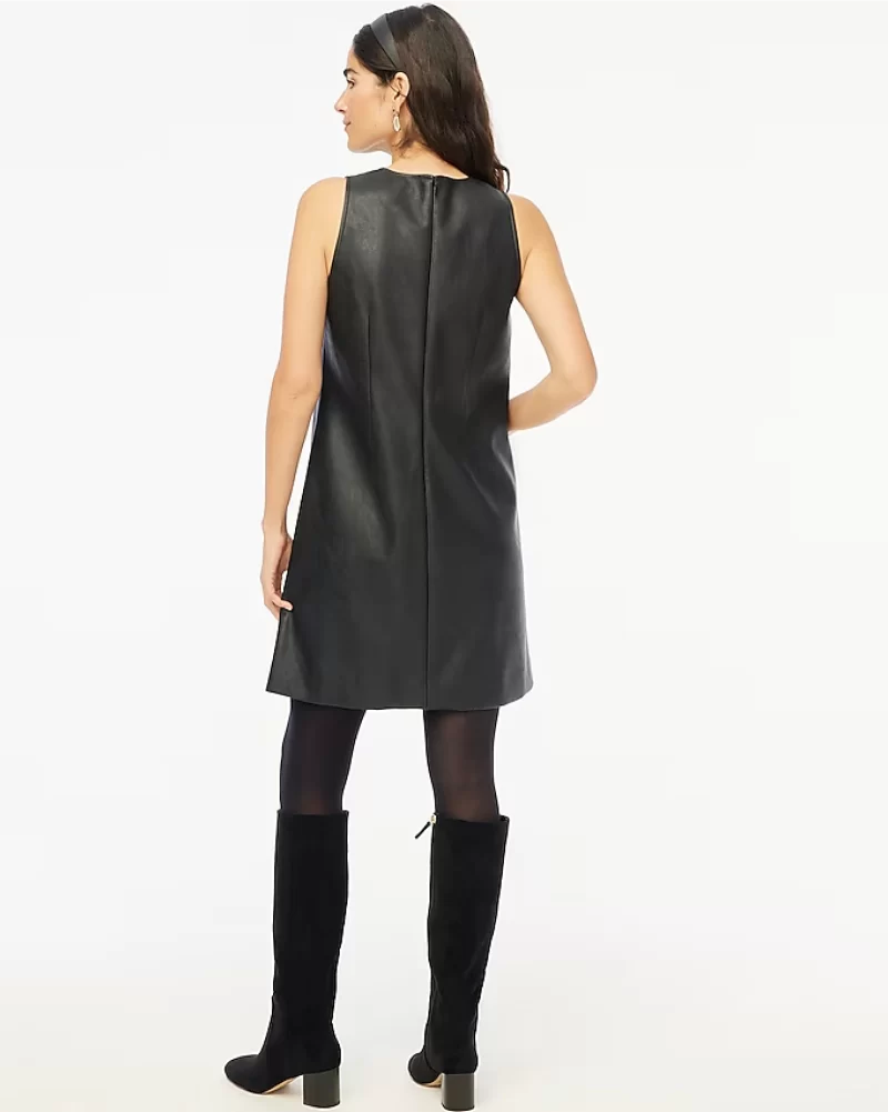 Faux-leather shift dress - image 3