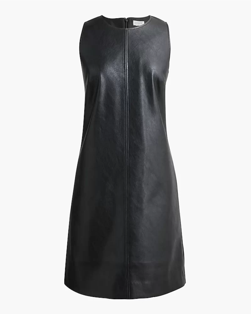 Faux-leather shift dress - image 4