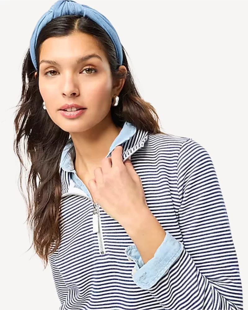 J. Crew Factory Striped terry half-zip pullover - Image 2