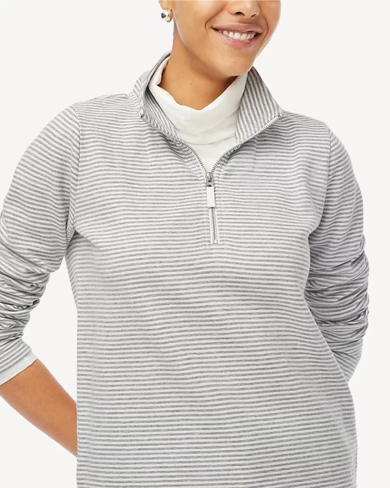 J. Crew Factory Striped terry half-zip pullover - Image 5