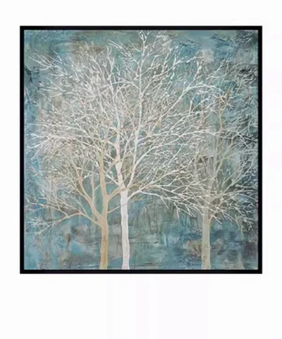 Moo Art " Three Tree" Hand Oil Painting By Shaoru Wu - Image 5
