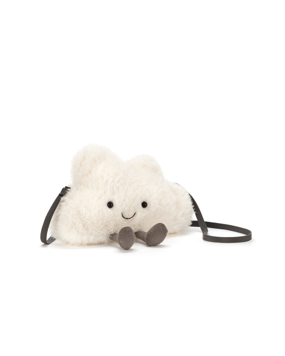 A white fluffy cloud shaped object with a strap