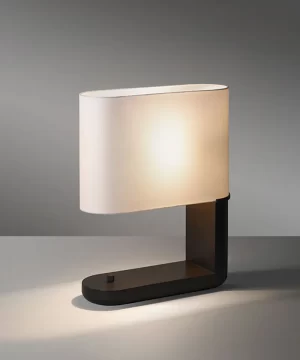 Ambrault Black Table Lamp Copper + Fabric