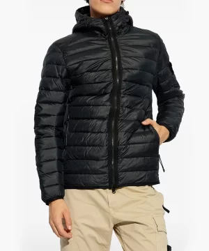 Stone Island Compass-Logo Hooded Navy Blue Down Jacket-20551821