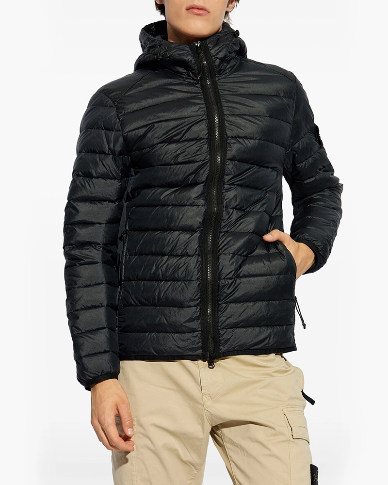 Stone Island Compass-Logo Hooded Navy Blue Down Jacket-20551821